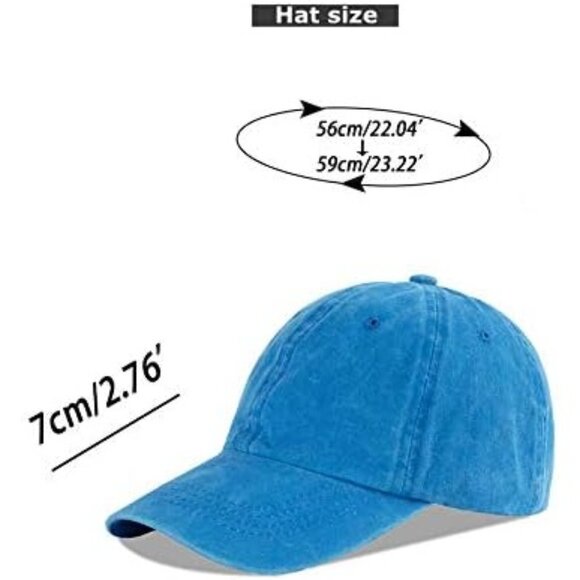 Unisex Washed-jewelry Blue Baseball Cap Cotton Fits Washed Denim Adjustable Hat - Picture 6 of 7
